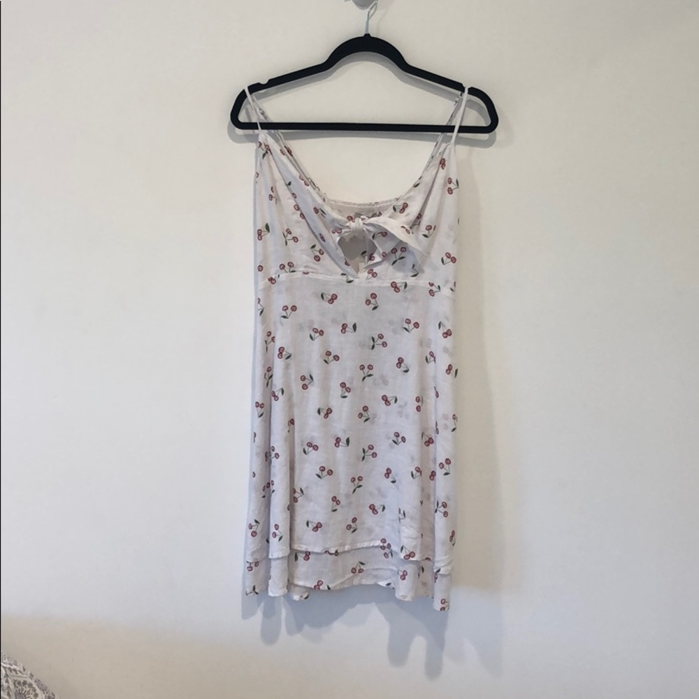 Cherry printed white summer dress